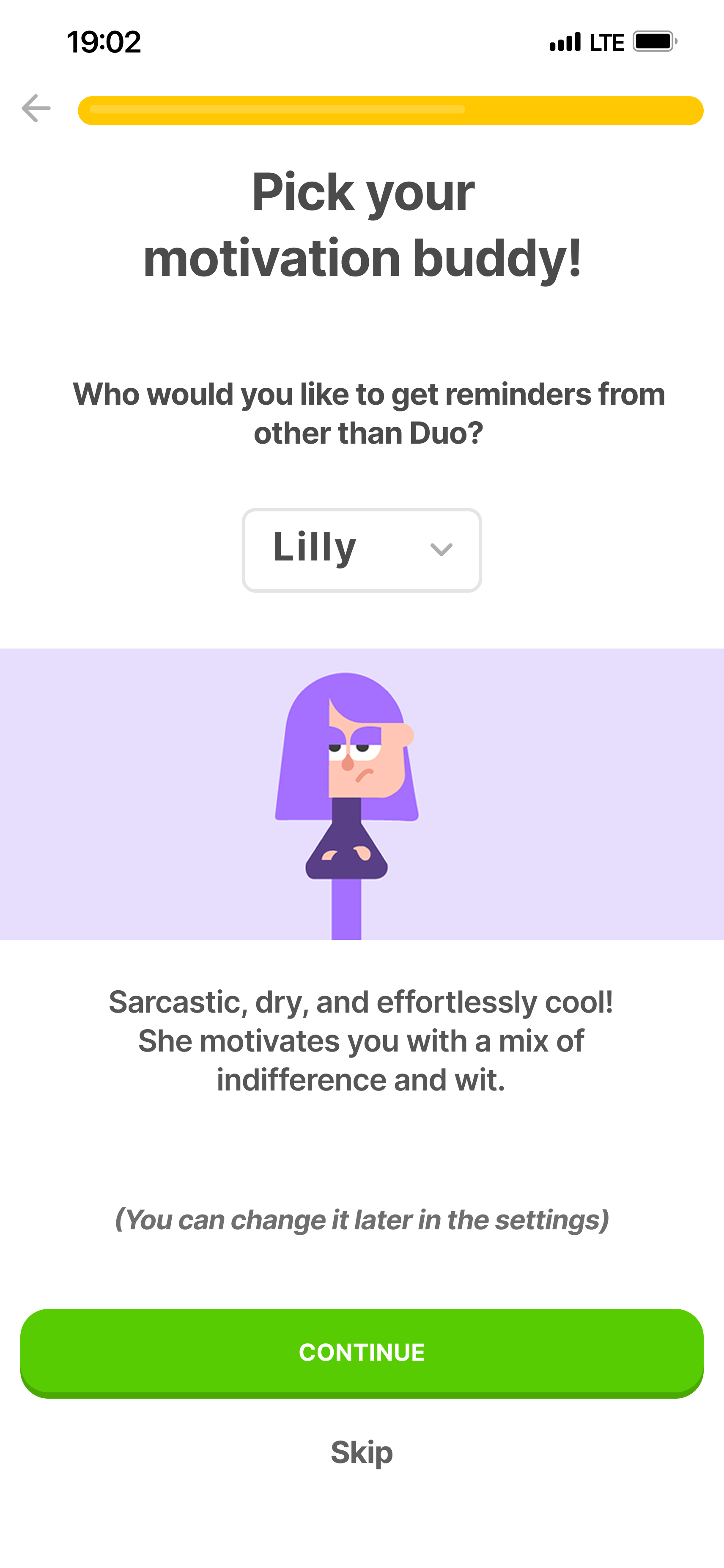 Duolingo: Pick a motivation buddy