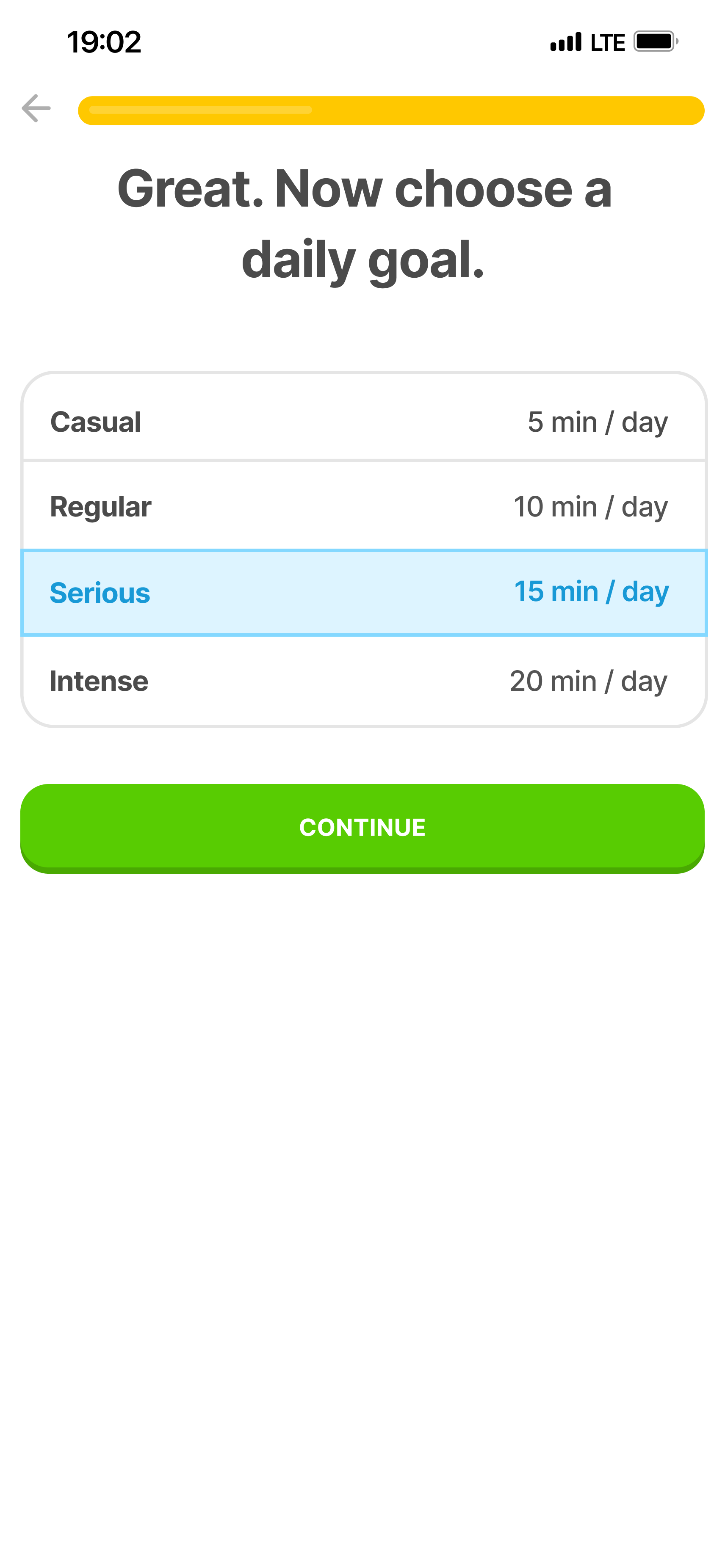 Duolingo: Choose a daily goal